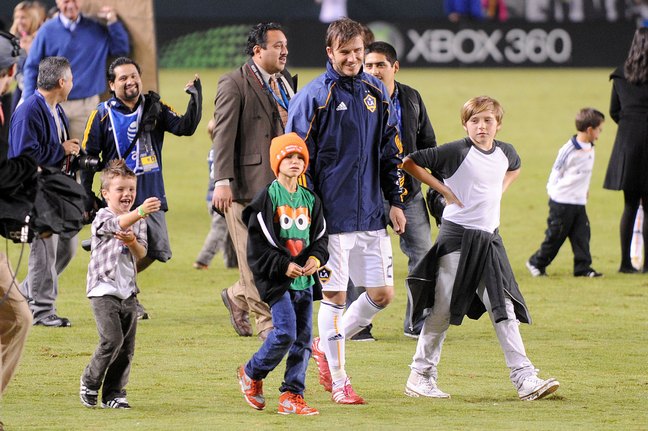 David Beckham, L.A. Galaxy jacket, jersey, soccer game