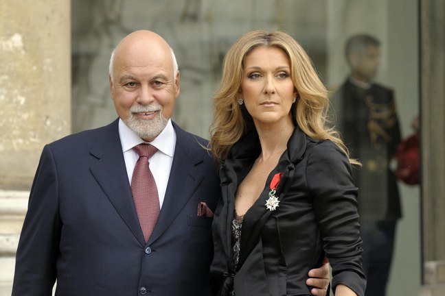 Celine Dion, black jacket, necklace, Rene Angelil