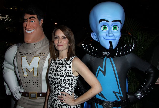 Tina Fey, patterned dress, sleeveless dress