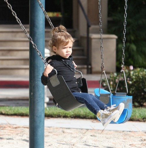 Jessica Alba's daughter Honor Marie swings at the park