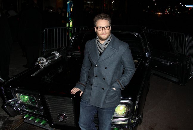 Seth Rogen dark gray suit