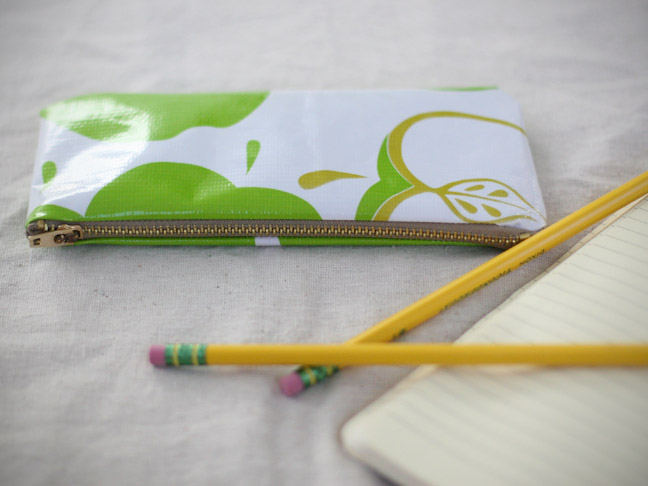green apple pencil case with #2 pencils