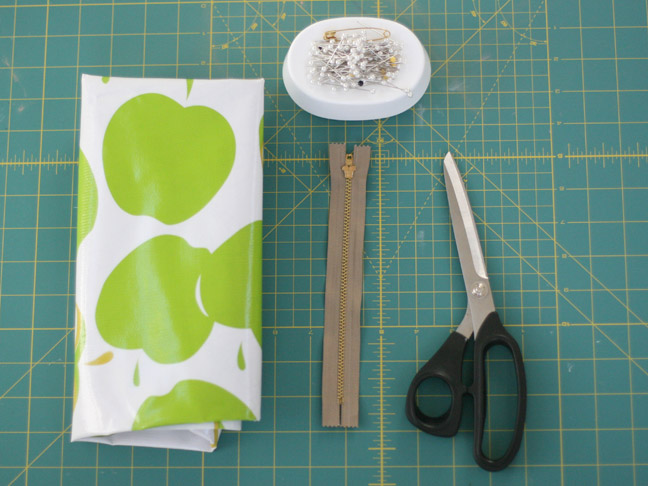 apple fabric scissors and zipper
