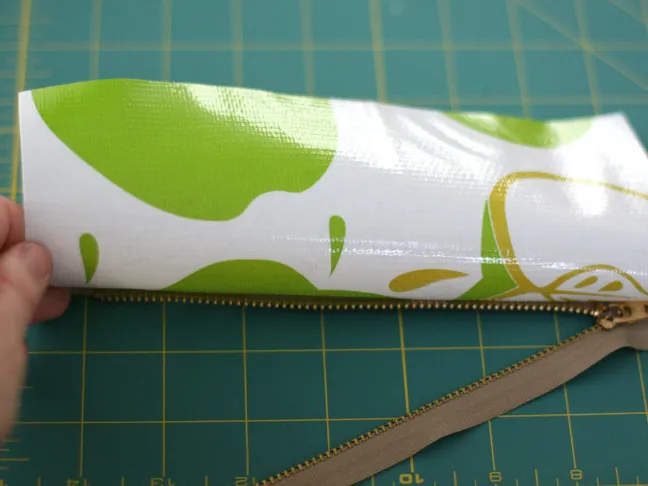 green apple fabric with zipper