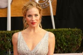 Christina Applegate, updo, sleeveless dress, silver dress,