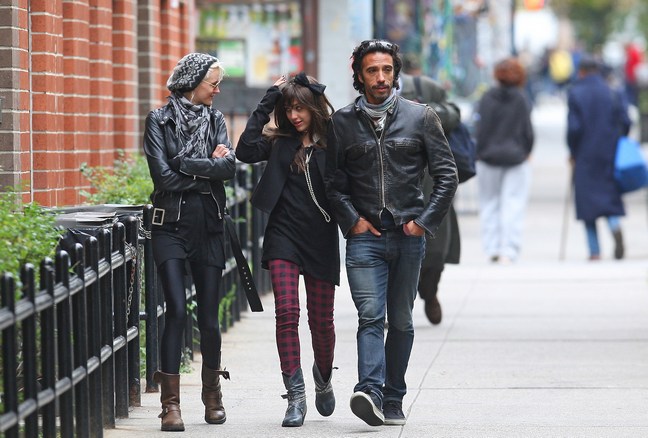 Carlos Leon, black leather jacket, black jeans, Lourdes Leon