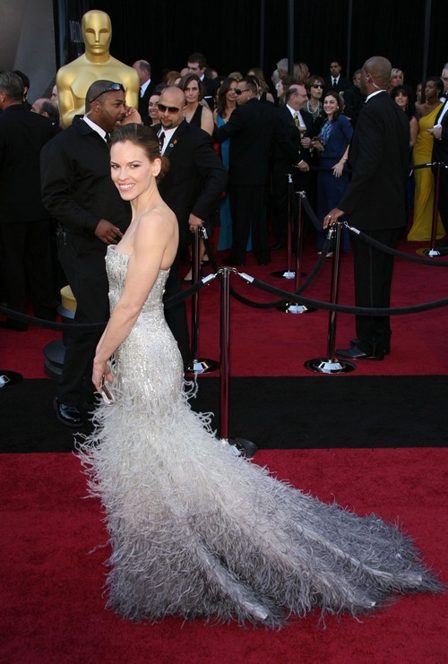 Hilary Swank Gucci gown, white gown, 