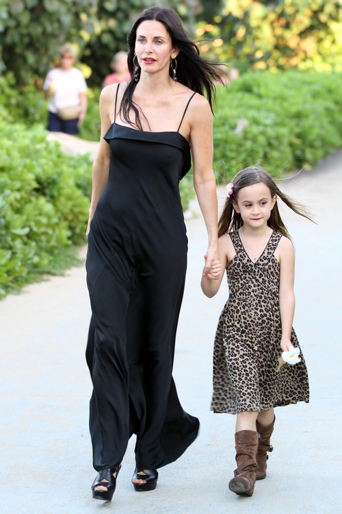 Courteney Cox, black dress, spaghetti strap dress black