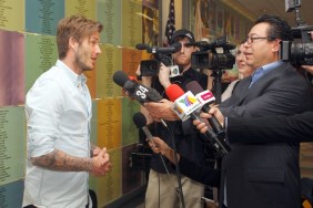 David Beckham, jeans, button down shirt