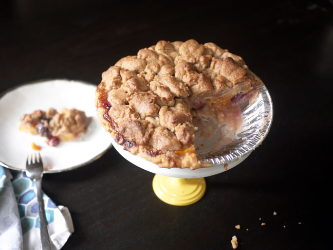 Peach Cherry Crumble Pie