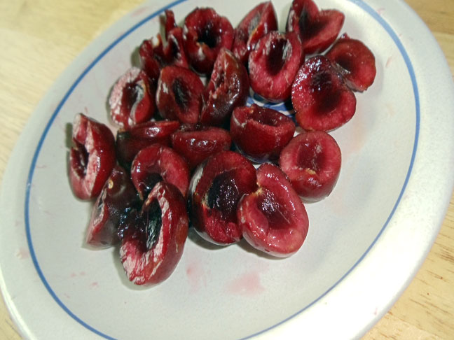 bing cherries halved and pitted