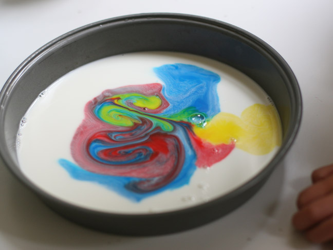 rainbow food coloring in milk 