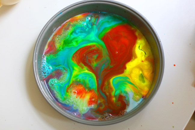 food coloring milk swirl art