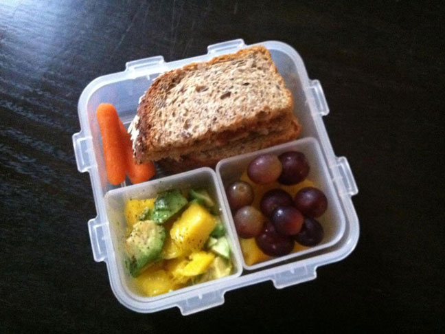 lunch box packed lunch school lunch salad mango avocado