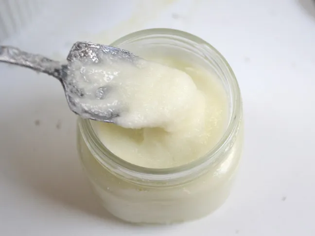 pale yellow sugar scrub jar