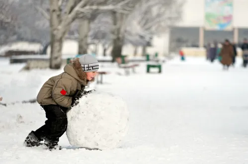 rolling the base of the snowman