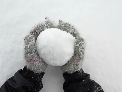 snow packed in to a snowball