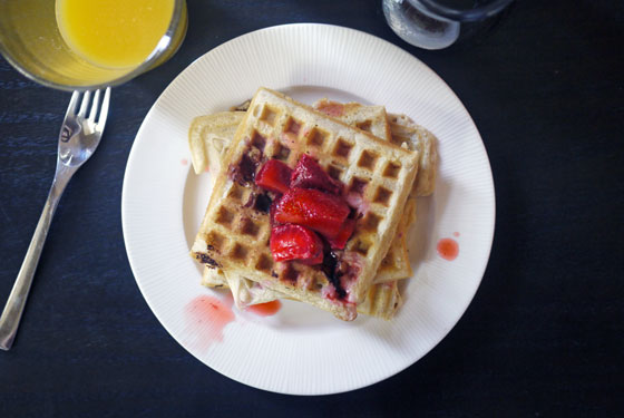 Strawberry Coconut Waffles