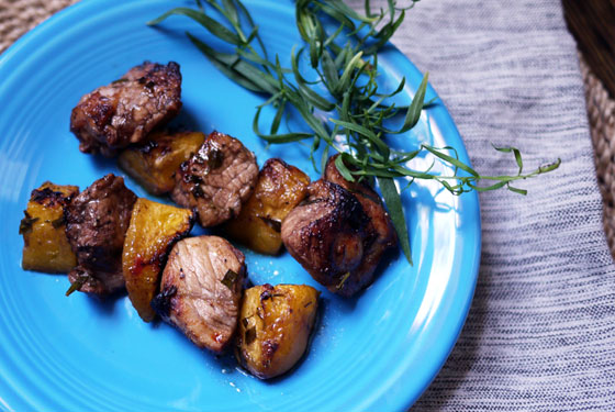 Tarragon Peach and Pork Kabobs Summer Grill Recipe