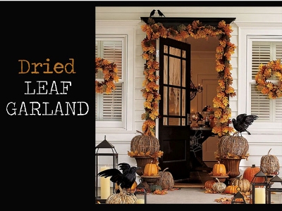 Fall Door Decor - Dried Leaf Garland