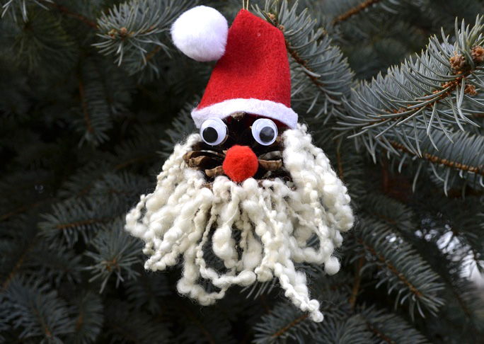 Pinecone Santa Ornament