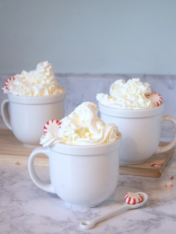 Peppermint Latte with whipped cream and candy