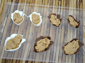 Chocolate Bunnies - Step 4B Putting peanut butter filling inside the molds