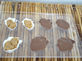 Chocolate Easter Bunnies - Step 5 Covering up the peanut butter filling