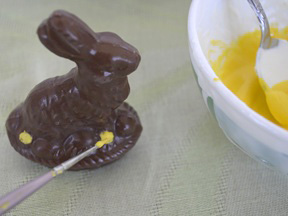 Chocolate Easter Bunnies - Step 7 decorating the chocolate bunnies