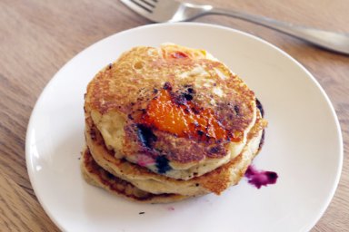 Apricot and Blueberry Pancakes Summer Breakfast Brunch