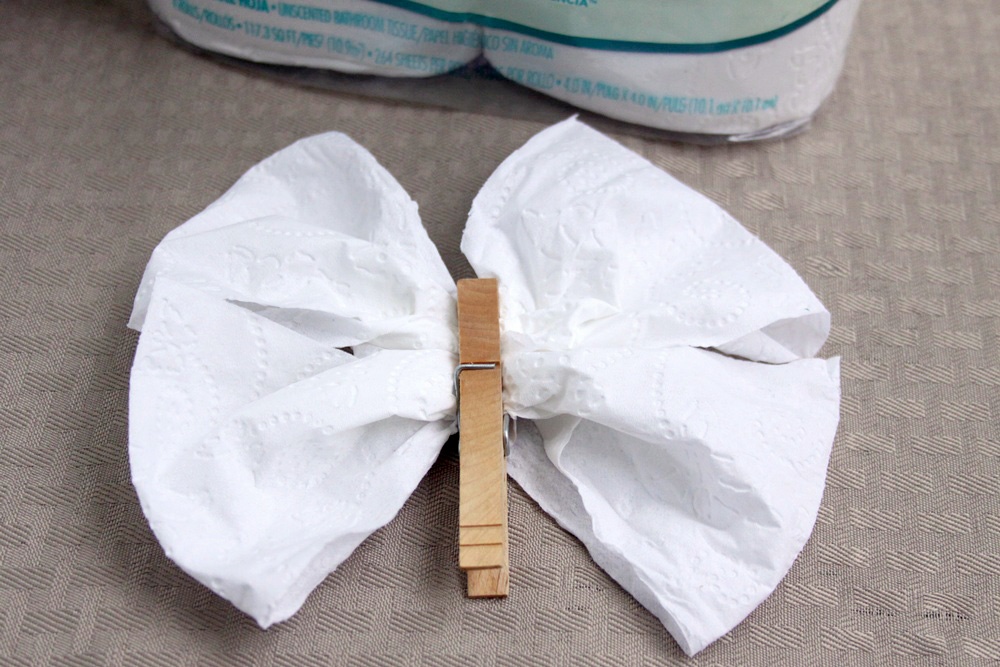 Origami Toilet Paper Butterfly Craft - Step 3