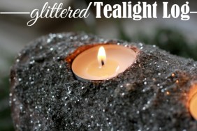 Glittered Tea Light Log