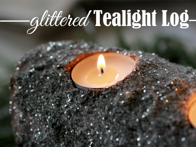 Glittered Tea Light Log