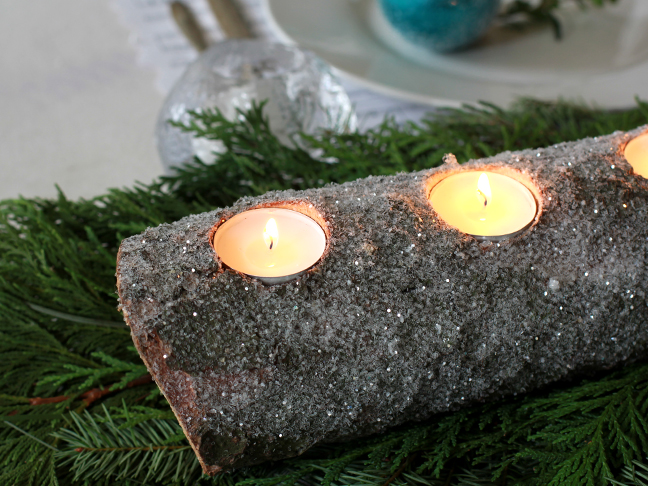 Glittered Tea Light Log - Step 5