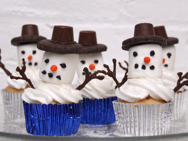 how to make snowmen cupcakes