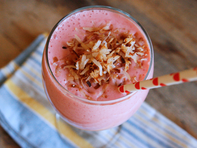 Strawberry Toasted Coconut Smoothie