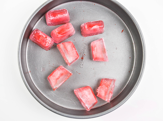red ice cubes pie tin