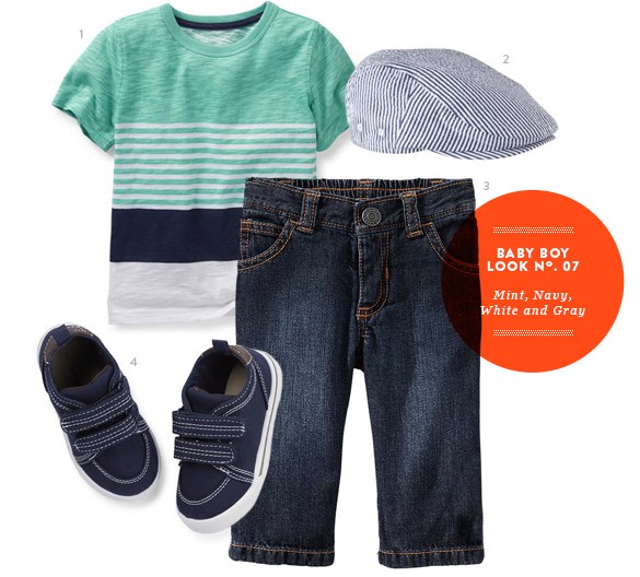 Baby Boy Outfit in Mint, Navy, White, and Gray from The Kids' Dept. for Momtastic