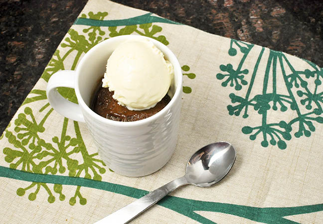 mug cake ice cream spoon