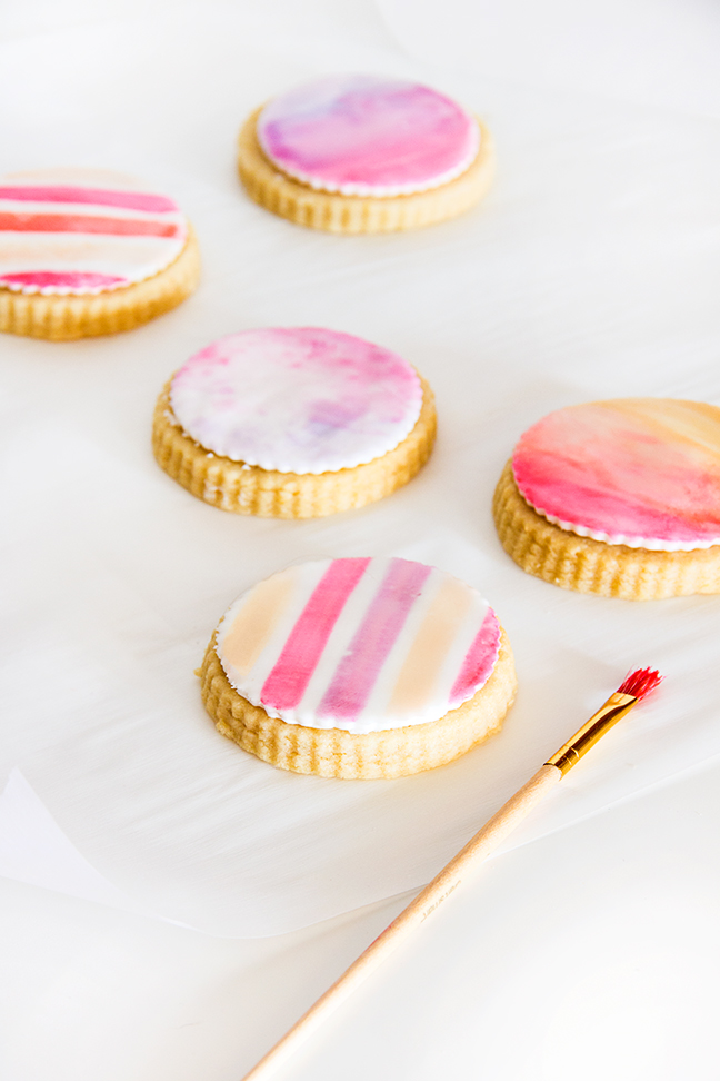 sugar cookies with pastel watercolor painted on