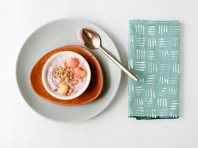 Stamped Napkins DIY Using a Plastic Fork to Create Hash Marks