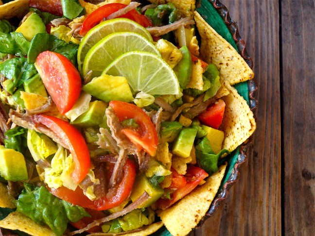 Pulled Pork Taco Salad Recipe with Lime Vinaigrette - Momtastic