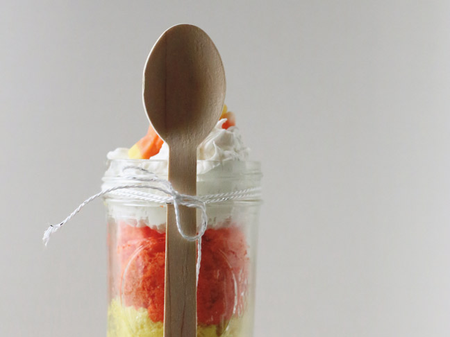 Candy Corn Cake in a Jar