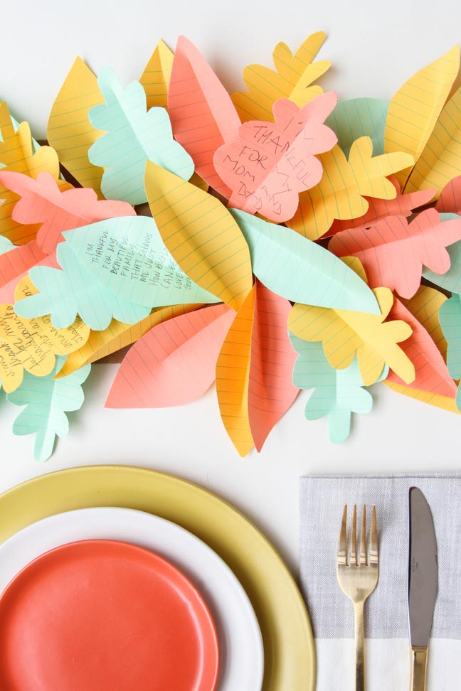 DIY Paper Leaf Table Runner for Thanksgiving