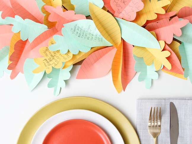 Paper Leaf Table Runner for Thanksgiving
