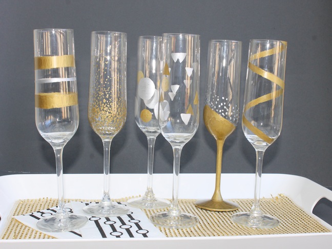Easy DIY New Year s Eve Hand Painted Champagne Flutes