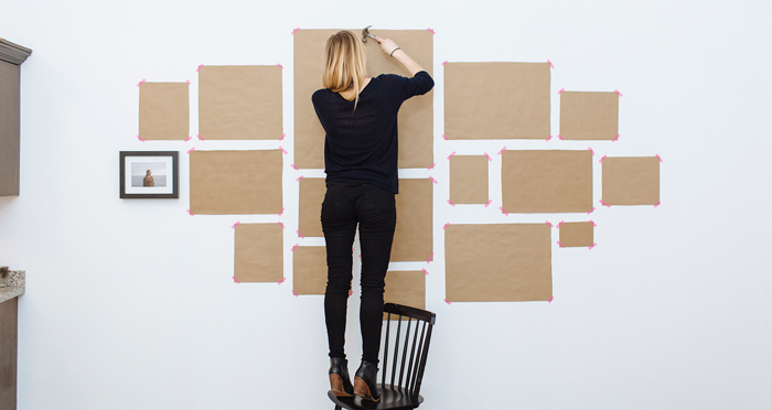 brown paper gallery wall