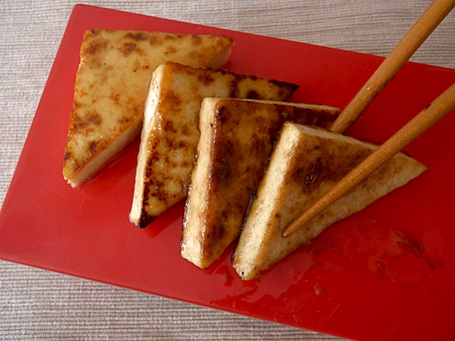 tofu triangles chopsticks