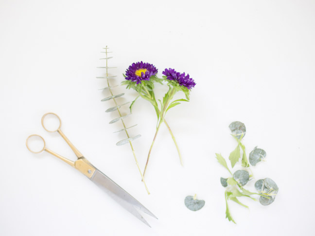 purple-flowers-gold-scissors-trimmed-stems