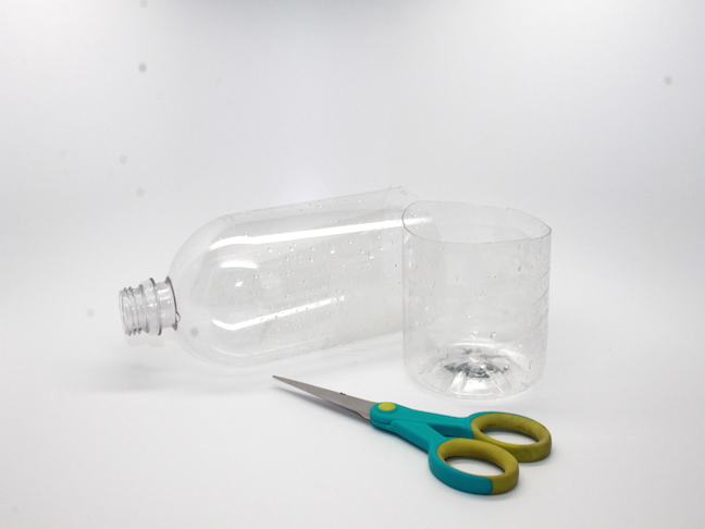 Step 1 - water bottle cut in half